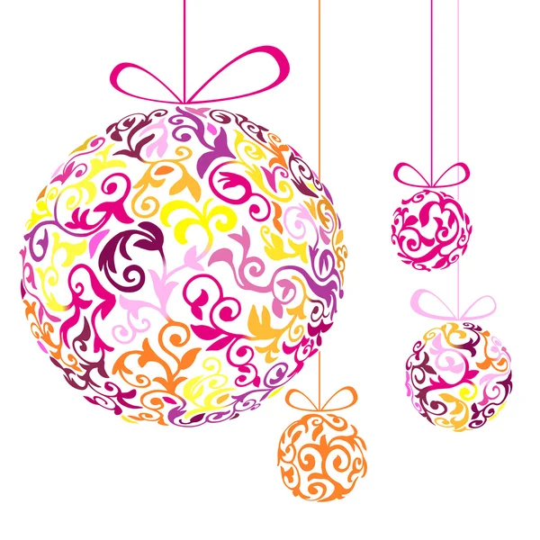 Fond de Noël avec boules florales — Image vectorielle