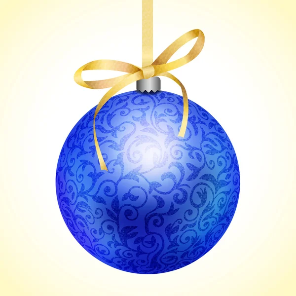 Bola de Navidad con patrón floral azul — Vector de stock