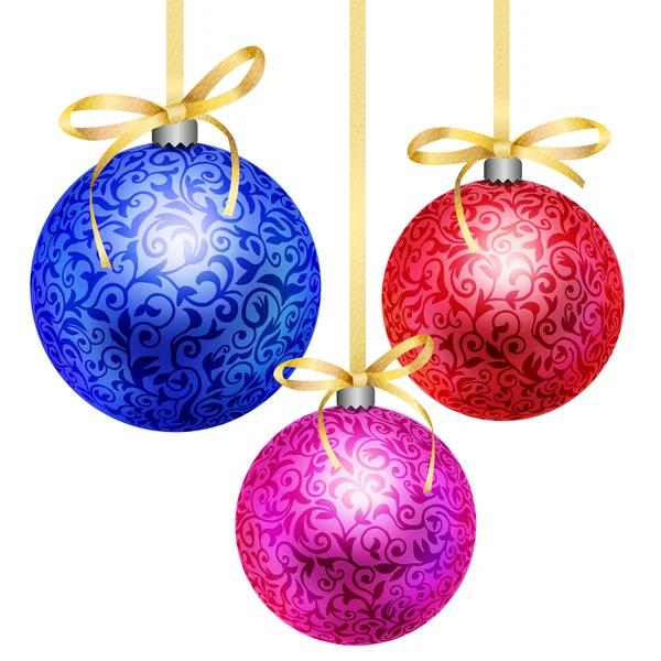 Set van drie kerstballen — Stockvector