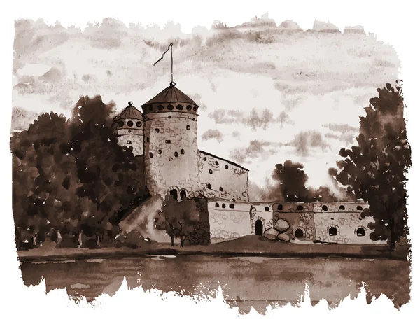 Fortaleza de Olavinlinna en Savonlinna — Archivo Imágenes Vectoriales