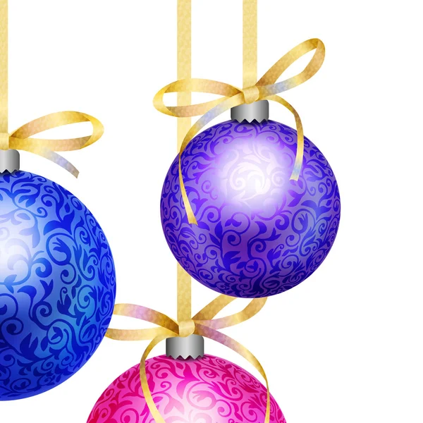 Kerstmis design met drie glazen bollen — Stockvector