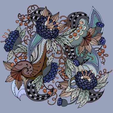 Yaprakları ile dekoratif çiçek arka plan