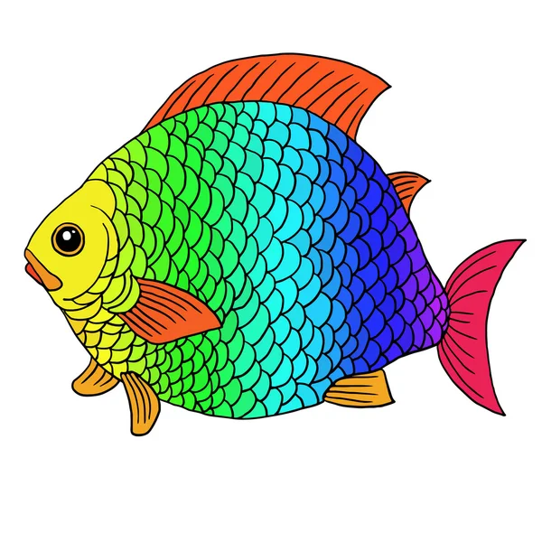 Fantastic fish with rainbow scales — Stock Vector