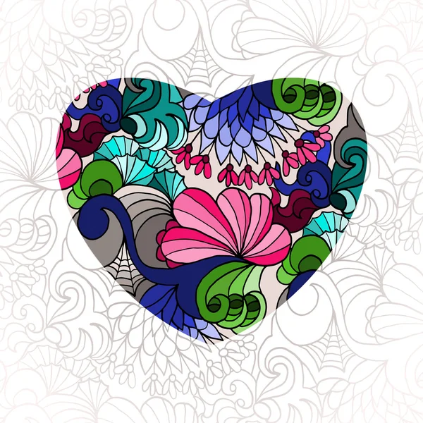 Corazón decorativo con patrón floral — Vector de stock