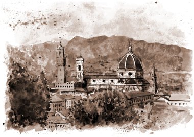 Suluboya Katedrali Santa Maria del Fiore boyama