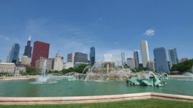 Buckingham Çeşmesi görünümü Chicago şehir manzarası