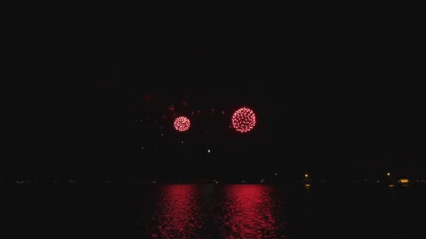 Bright Fireworks on the Michigan Lake in Chicago — Stock Video