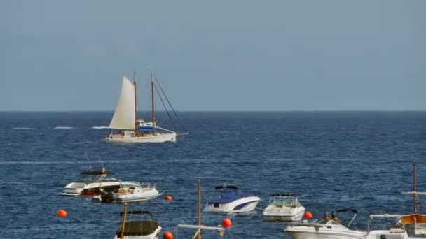 Sailboat Sailing in Crystal Clear Waters — Stock Video