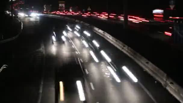 Auto-estrada carros de trânsito à noite lapso de tempo — Vídeo de Stock