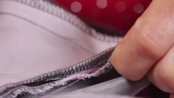 Seamstress Sewing Closeup — Stock Video