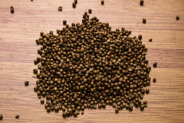 Seed Coriander Wooden Background View Seasonings Meat Tea — Stock Photo, Image