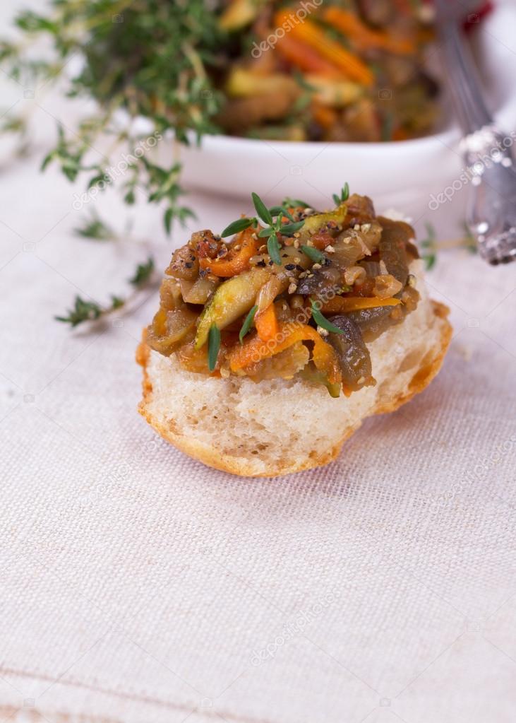 Vegetable ragout of eggplant, zucchini and carrots