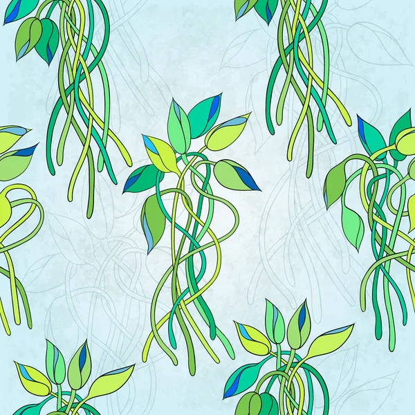 Безшовний квітковий фон зі стеблами та бруньками — стоковий вектор