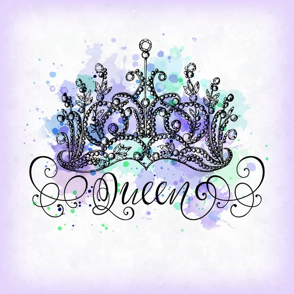 Corona reina con letras — Vector de stock