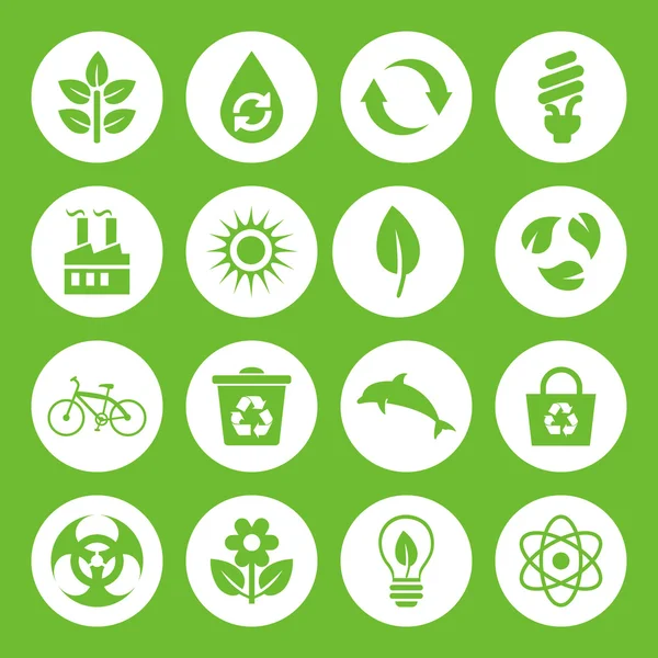 Düz tarzda vektör Eko Simgeler kümesi
