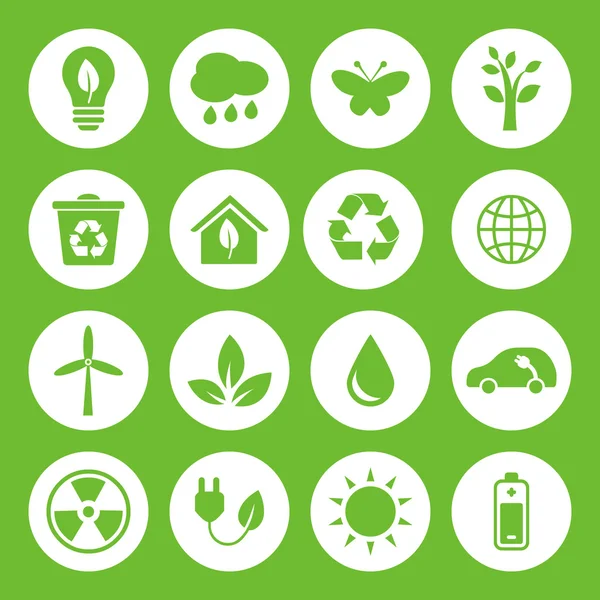 Conjunto de vectores Eco Iconos en estilo plano — Archivo Imágenes Vectoriales