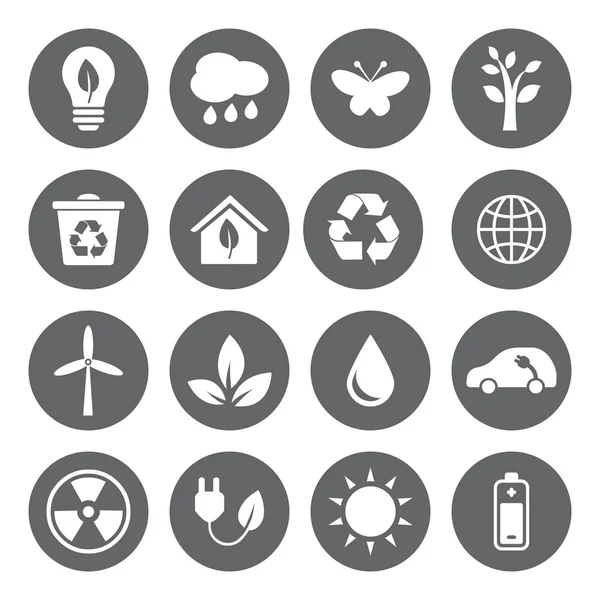 Conjunto de vectores Eco Iconos en estilo plano — Archivo Imágenes Vectoriales