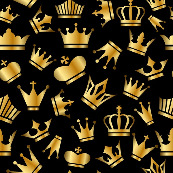 Seamless pattern with Gold Crowns — Stock Vector