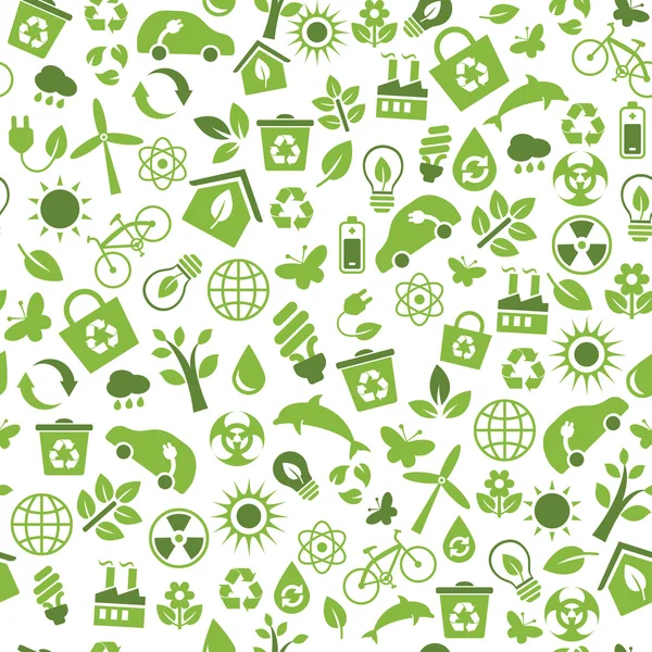 Düz tarzda vektör Eko Simgeleri ile dikişsiz desen
