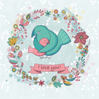 Mutlu anneler günü için vektör şirin kart.