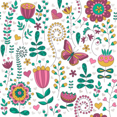 Sorunsuz çiçek renkli vektör desen.