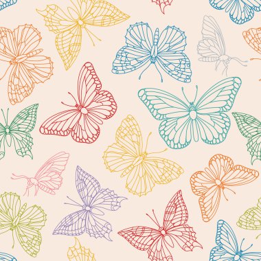 Kelebek kontur ile Dikişsiz vintage desen