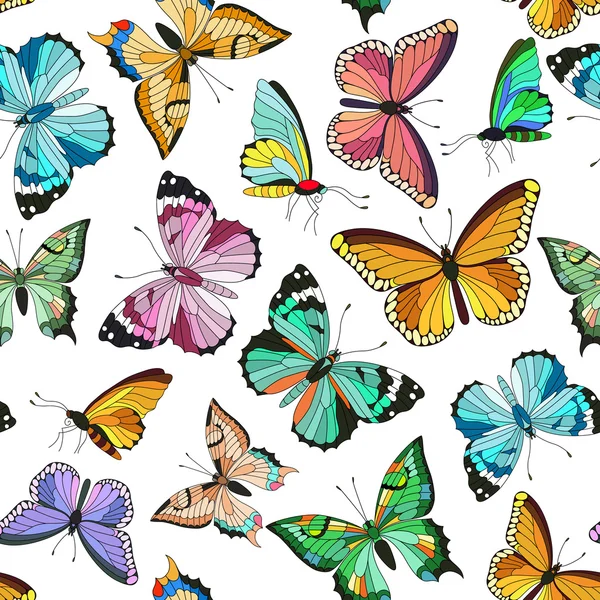 Kelebekler ile kesintisiz renkli vektör desen