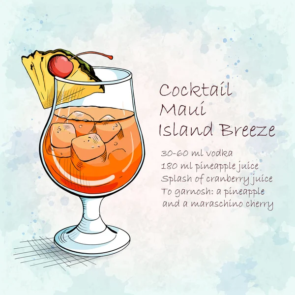 Cocktail Maui Island Breeze — Vetor de Stock