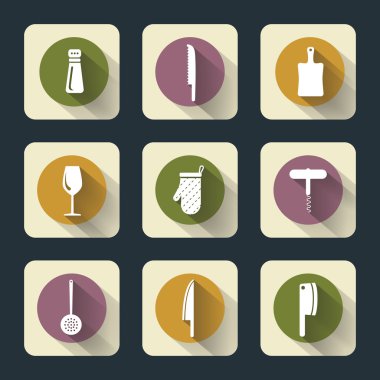 mutfak düz simgeler