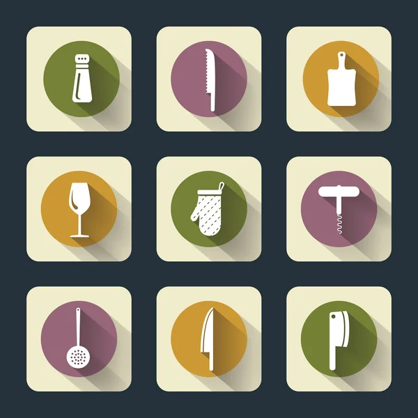 Kitchen flat icons — Stock Vector