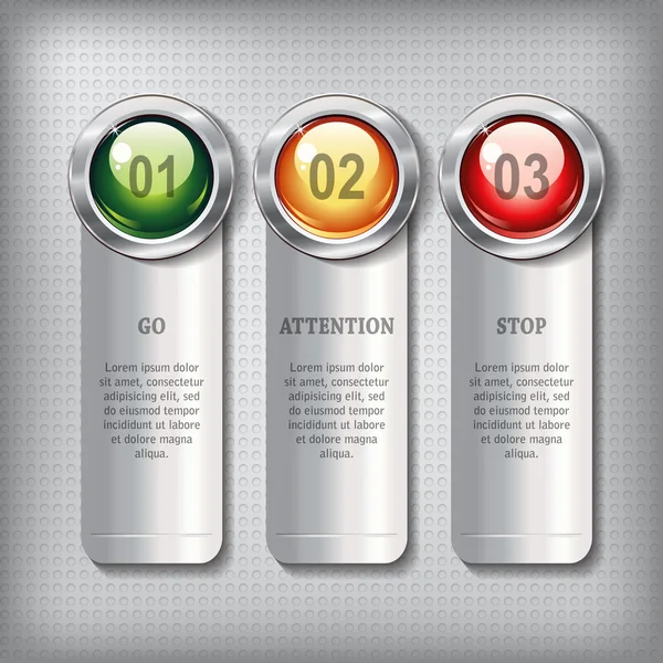 Metalik afiş ile yuvarlak parlak düğme kümesi