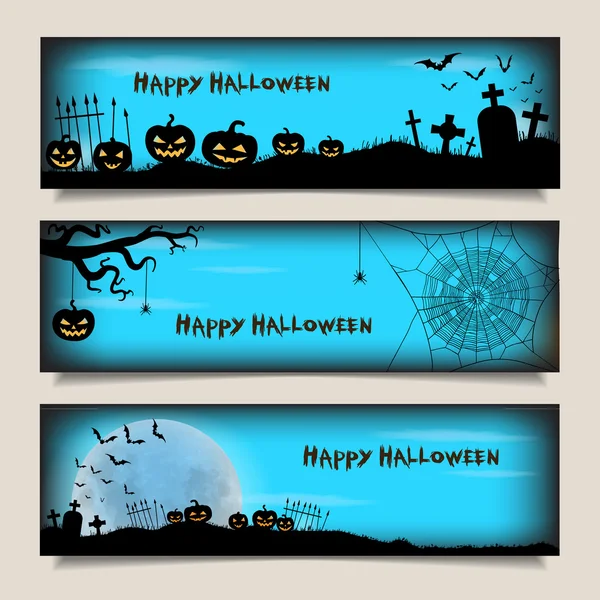 Banners com Feliz Halloween — Vetor de Stock