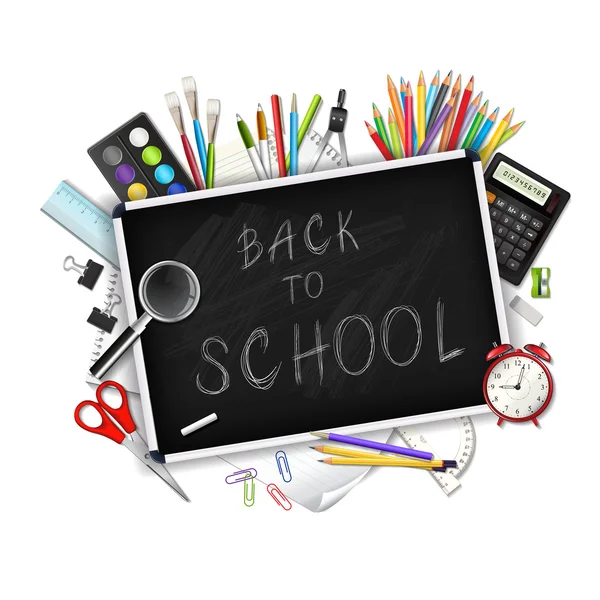 Geri okul arka plan için malzemeleri araçları ile