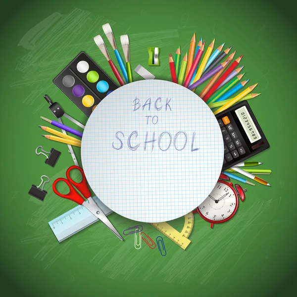 Geri okul arka plan için malzemeleri araçları ile