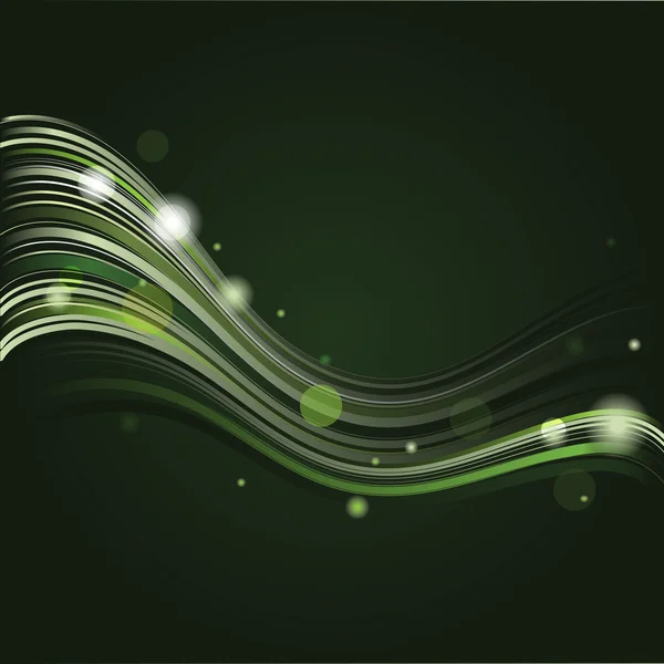 Αφηρημένα φόντο με κύματα και φώτα σε σκούρο πράσινο — Διανυσματικό Αρχείο