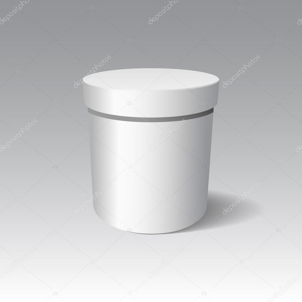 White cardboard gift round box with a lid.