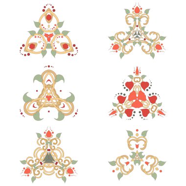 Altı çiçek öğeleri kümesi vektör