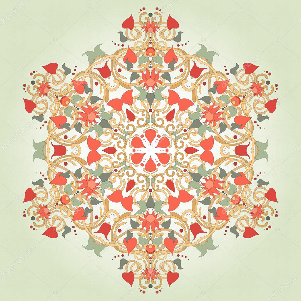 Background with a round floral delicate ornament