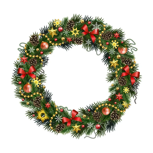 Gerçekçi Noel çelenk izole?? Beyaz arka plan