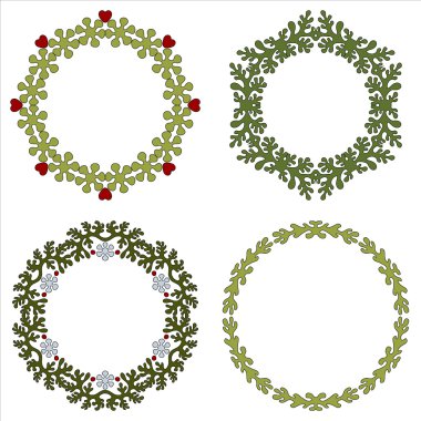 Tasarımınız için dört dairesel çiçek çerçeve kümesi