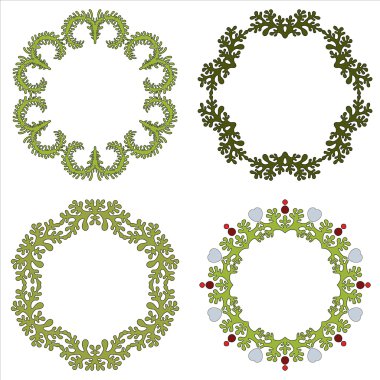 Tasarımınız için dört dairesel çiçek çerçeve kümesi