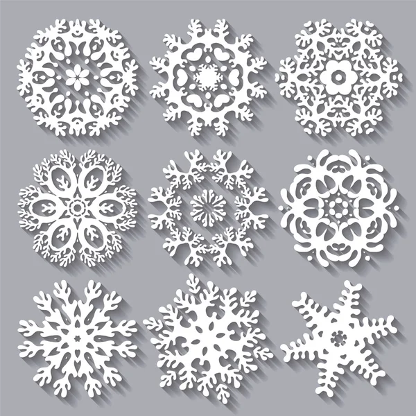 Copos de nieve plano icono conjunto de colección — Vector de stock