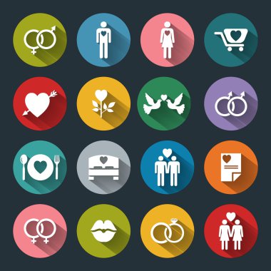 Sevgililer günü ve sevgi düz Icons set
