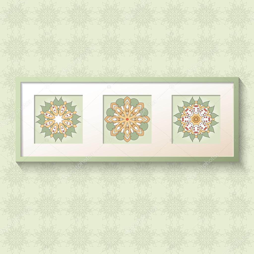 3D picture frame design with floral ornaments.