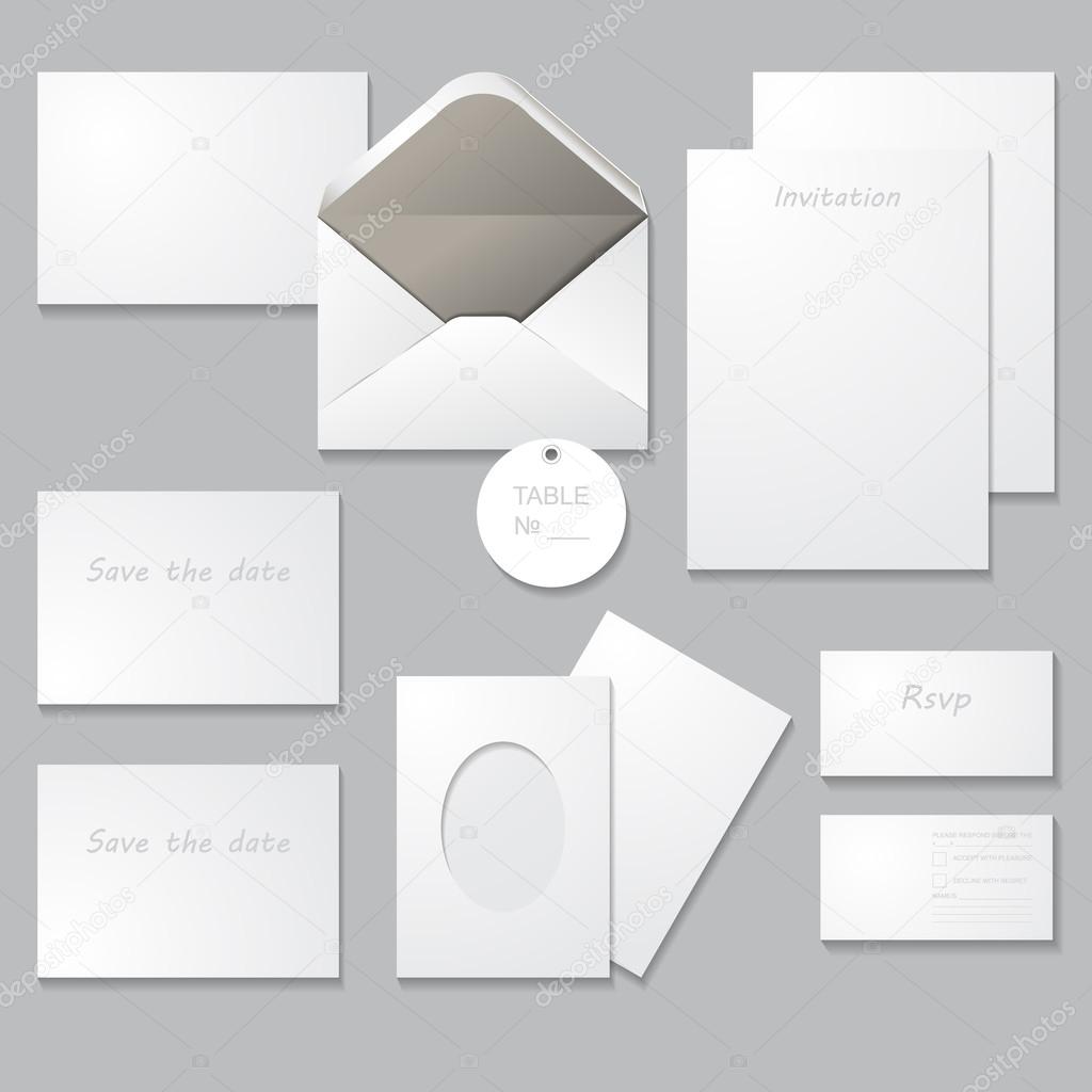  Set of wedding templates isolated on gray background