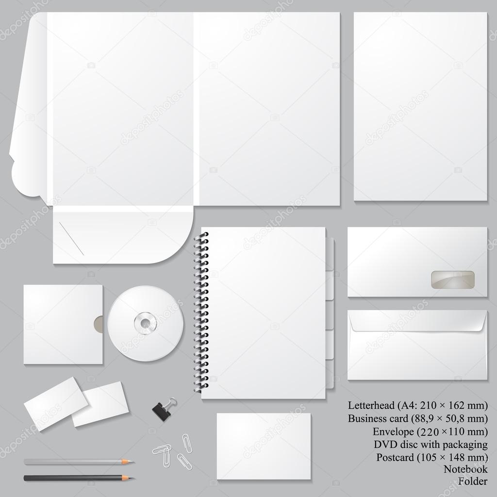 Set of corporate identity templates  isolated on gray background