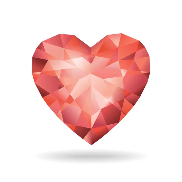 Diamond hjärtat isolerad på vit bakgrund. — Stock vektor