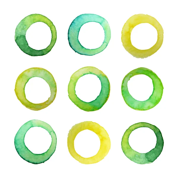 Conjunto de anillos de acuarela vectorial para su diseño — Archivo Imágenes Vectoriales
