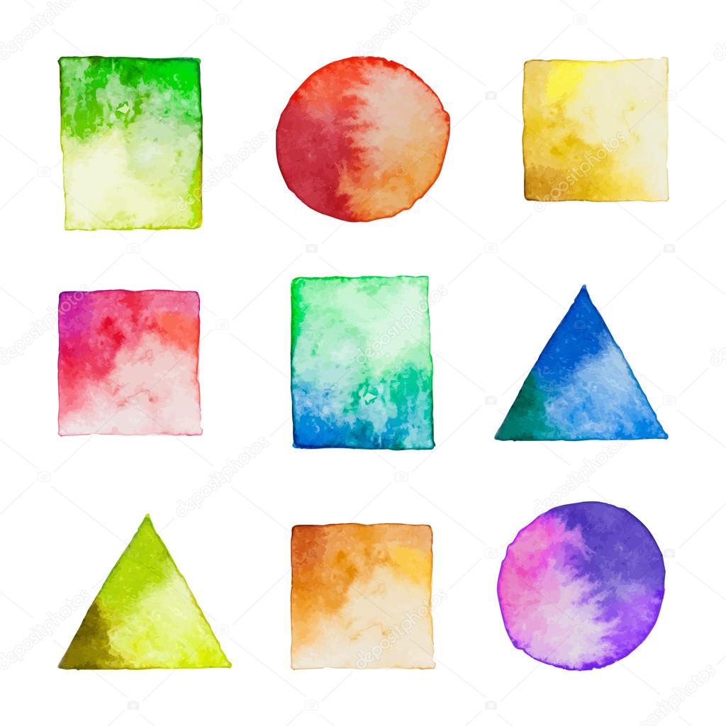 Set of vector watercolor geometric shapes