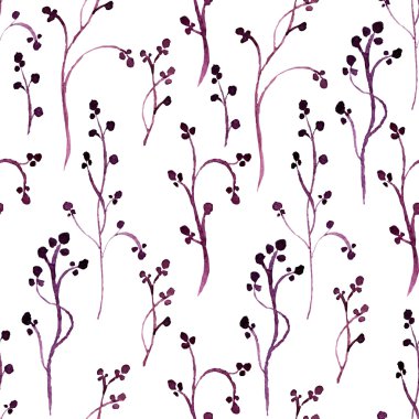 Suluboya çiçek elemanları ile sorunsuz vektör desen